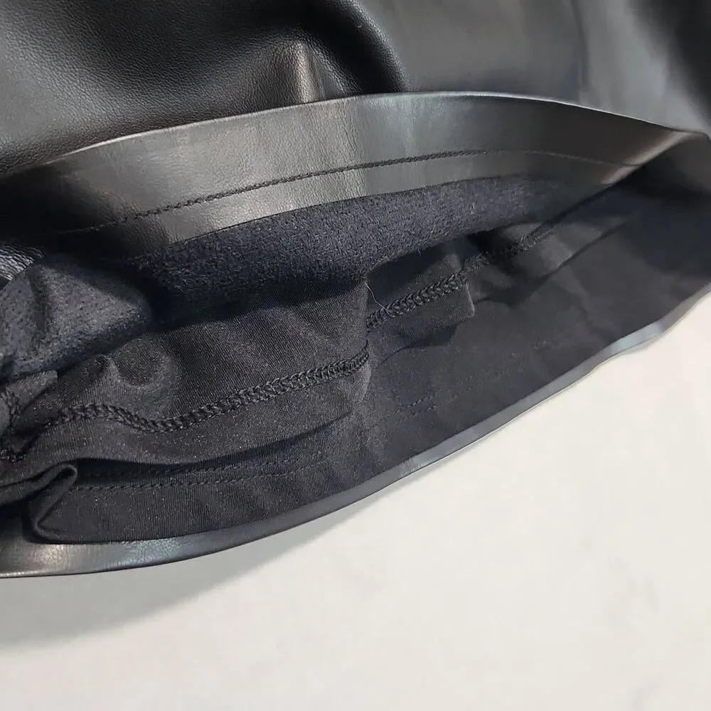 Brand New Express Women's Size XL Black Faux Leather Lined Mini Skirt Party